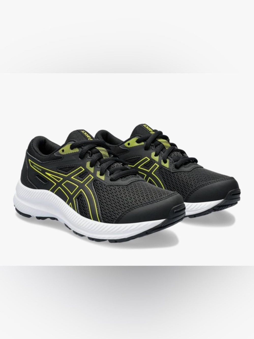 NEW ASICS Kids Black & Lime Accent Running Sneakers